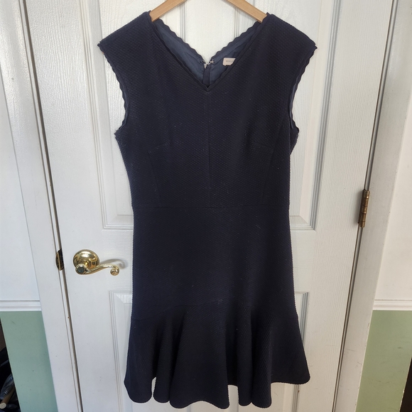 Rebecca Taylor Size Large Textured Chevorn V Neck Dress Mermaid Skirt $398 MSRP - Picture 2 of 8